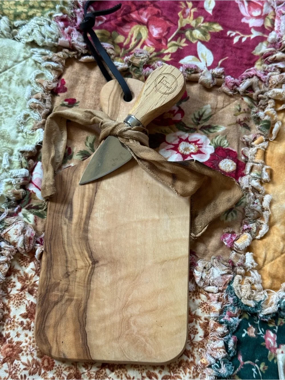 Berard France Wood Cheese Board Knife American Bulldog Decor Set